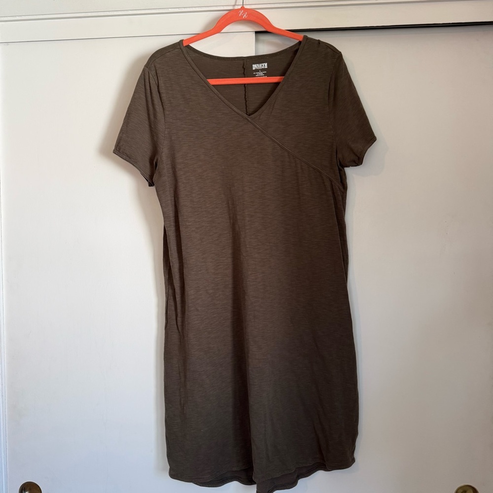 Brown/Green Short Sleeve Dress